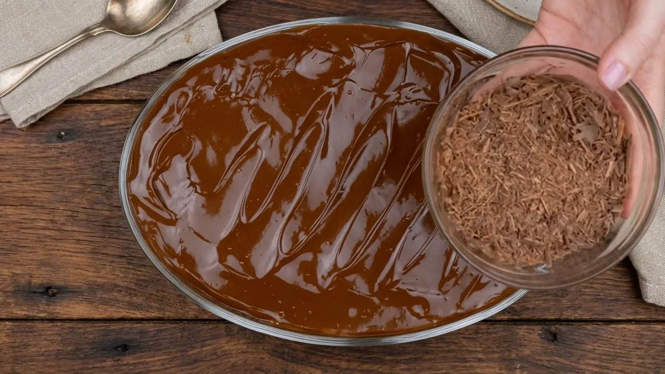 cobre pavê com chocolate picado