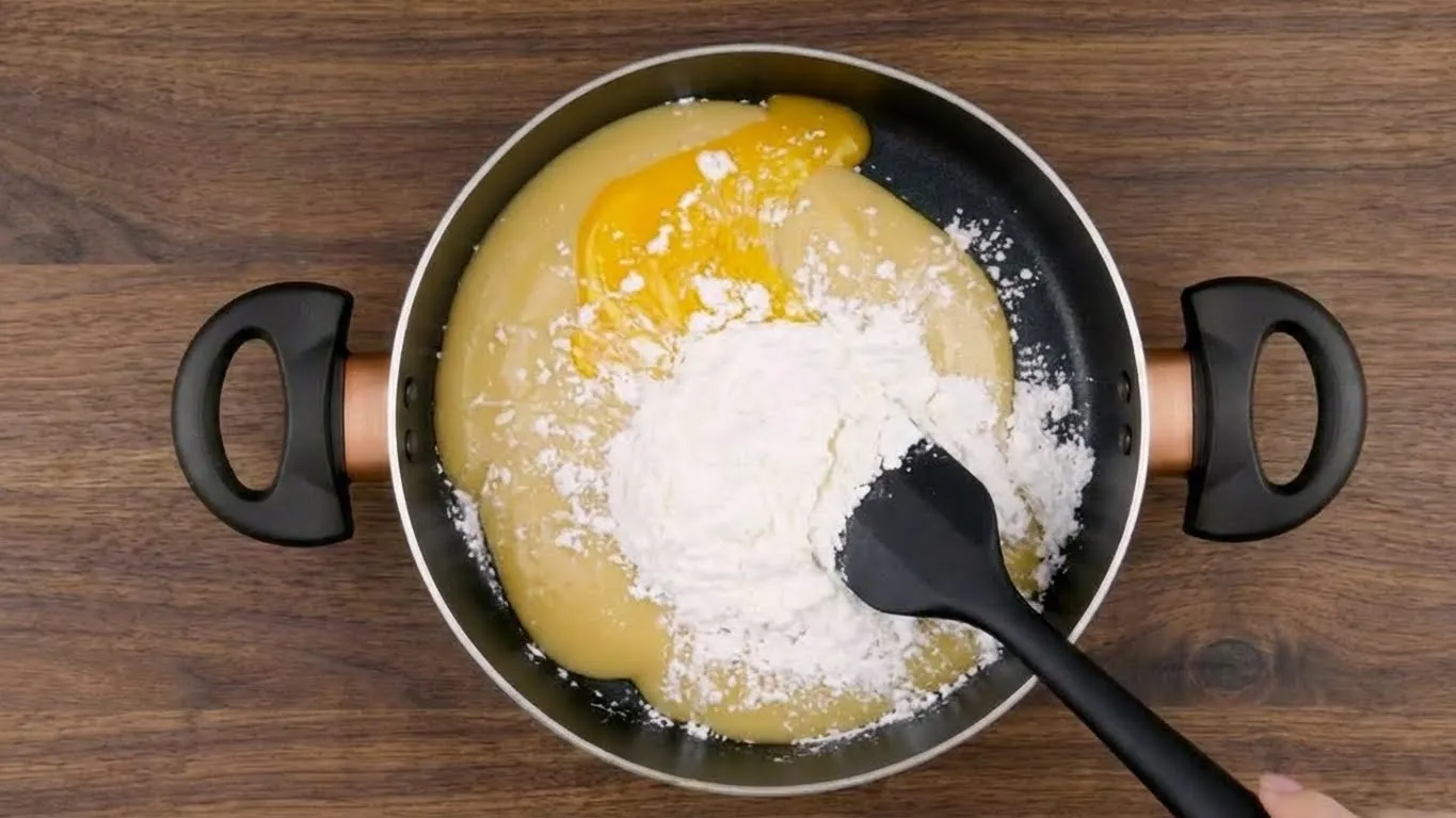 leite, ovo e amido na panela pavetone