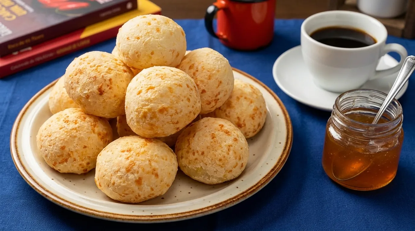 pão de queijo simples caseiro quentinho saindo do forno
