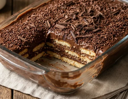 Pavê de chocolate simples cremoso e gelado